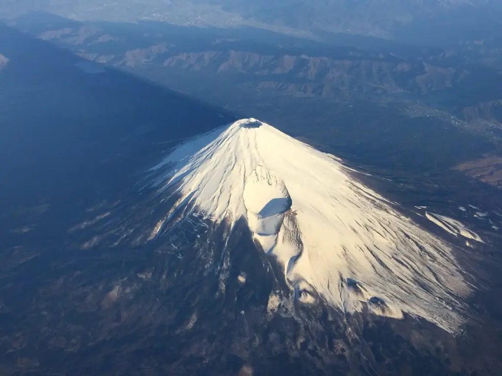 Aerial view of Mt. Fuji from a plane