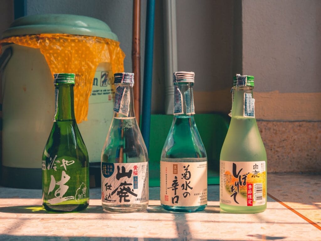 Four bottles of Japanese sake